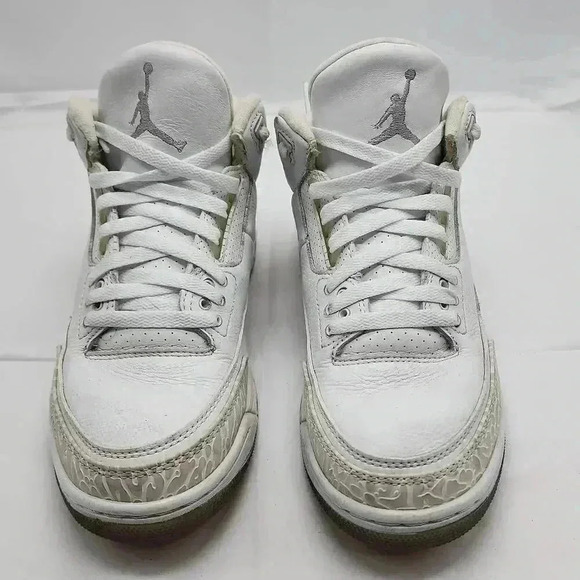 Nike Air Jordan Men's Leather 3 Retro 2018 Sneakers Shoes Triple White Size 7.5 - Picture 3 of 11